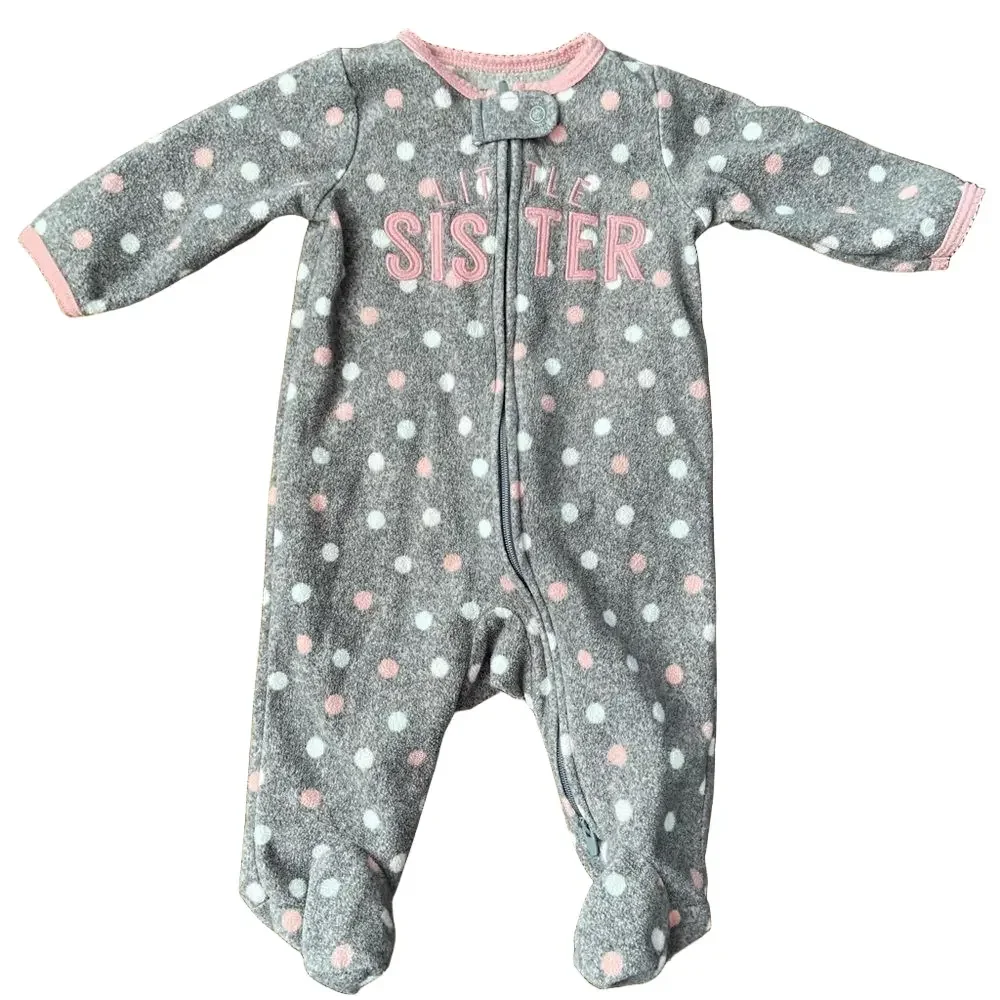 🍭6/$30 Carter’s “Little Sister” polka dot fleece zip footie pjs - 3 months